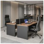 Móveis para Escritório Estação de Trabalho Dupla 1,50m Mesa de Escritório Tampo 40mm com Divisória - 63087