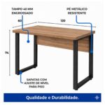 Móveis para Escritório Mesa de Escritório Industrial 1,20m x 0,60cm Nogal Sevilha Tampo 40mm – Escrivaninha Home Office Premium Pollo - Sevilha / Preto - 24469