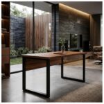 Móveis para Escritório Escrivaninha Home Office Industrial Amadeirada 170x70cm Tampo 40mm Premium - Sevilha / Preto - 24474