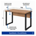 Móveis para Escritório Escrivaninha Home Office Industrial Amadeirada 170x70cm Tampo 40mm Premium - Sevilha / Preto - 24474