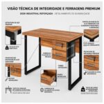 Móveis para Escritório Mesa Escritório PÉ QUADRO - 1,20x0,60m - C/ Gavetas - NOGAL SEVILHA/PRETO - 24471