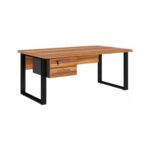 Móveis para Escritório Mesa Escritório PÉ QUADRO 1,50x0,60m - C/ Gavetas - NOGAL SEVILHA/PRETO - 24473