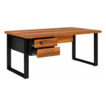 Móveis para Escritório Mesa Escritório PÉ QUADRO 1,70x0,70m - C/ Gavetas - NOGAL SEVILHA/PRETO - 24475