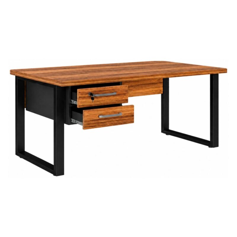 Móveis para Escritório Mesa Escritório PÉ QUADRO 1,70x0,70m - C/ Gavetas - NOGAL SEVILHA/PRETO - 24475