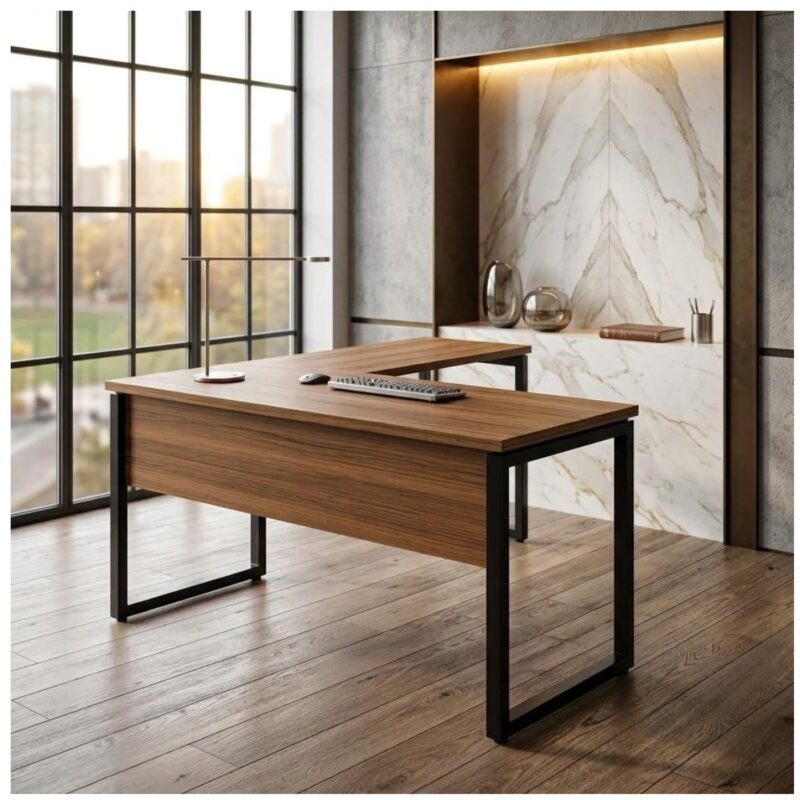 Móveis para Escritório Mesa de Escritório em L Diretor Premium 170x160cm Tampo 40mm – Sevilha / Preto - 24478