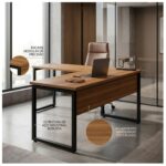 Móveis para Escritório Mesa de Escritório em L Diretor Premium 170x160cm Tampo 40mm – Sevilha / Preto - 24478
