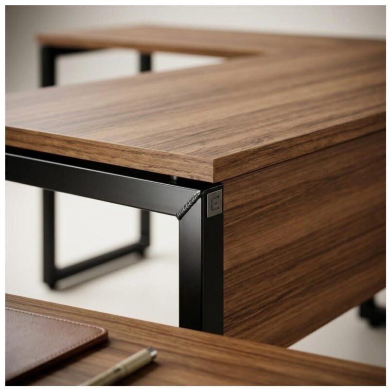 Móveis para Escritório Mesa de Escritório em L Diretor Premium 170x160cm Tampo 40mm – Sevilha / Preto - 24478