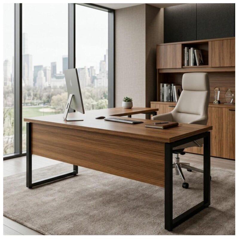 Móveis para Escritório Mesa de Escritório em L Diretor Premium 170x160cm Tampo 40mm – Sevilha / Preto - 24478