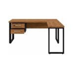 Móveis para Escritório Mesa em L com PÉ QUADRO (Mesa 1,70m + Mesa Auxiliar) - C/ Gavetas - WORKSTART - NOGAL SEVILHA/PRETO - 24479