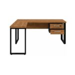 Móveis para Escritório Mesa em L com PÉ QUADRO (Mesa 1,70m + Mesa Auxiliar) - C/ Gavetas - WORKSTART - NOGAL SEVILHA/PRETO - 24479