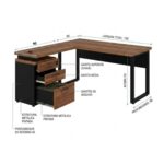 Móveis para Escritório Mesa de Escritório em L Diretor com Gaveteiro Tampo 40mm 150x150cm