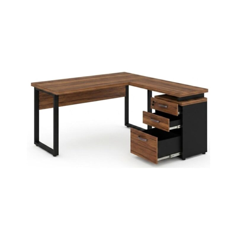 Móveis para Escritório Mesa de Escritório em L Diretor com Gaveteiro Tampo 40mm 150x150cm