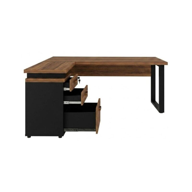 Móveis para Escritório Mesa de Escritório em L Diretor com Gaveteiro Tampo 40mm 170x160cm