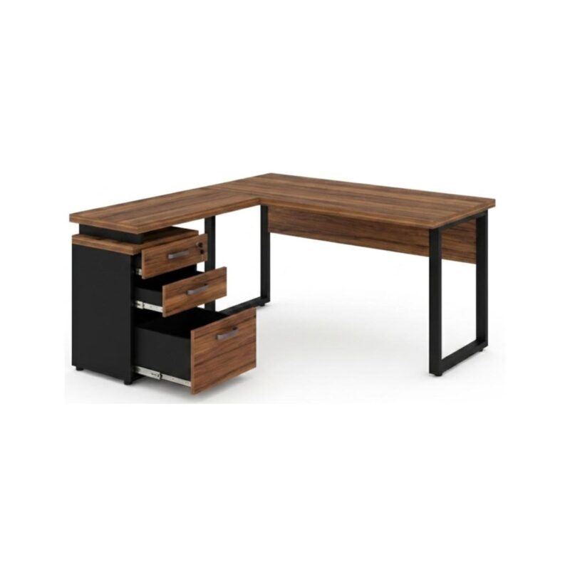 Móveis para Escritório Mesa de Escritório em L Diretor com Gaveteiro Tampo 40mm 170x160cm