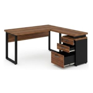 Mesa de Escritório em L Diretor com Gaveteiro Tampo 40mm 170x160cm