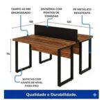 Móveis para Escritório Mesa de Escritório Dupla Industrial 1,20 x 1,35m Tampo 40mm - Sevilha / Preto