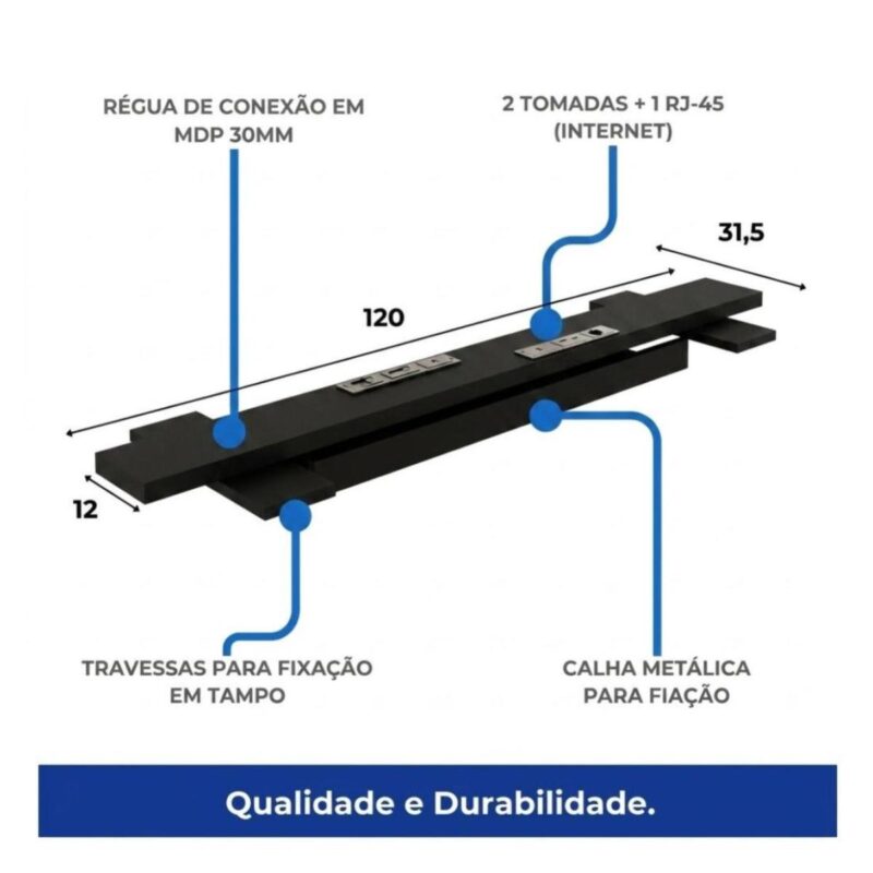 Móveis para Escritório Estação de Trabalho Dupla 1,20x1,35m 02 Lugares c/ Gavetas c/ ponto de tomada PÉ QUADRO - Cor Nogal Sevilha - 63097