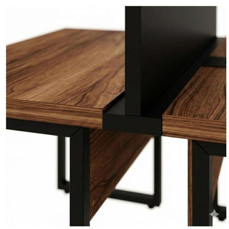 Móveis para Escritório Mesa de Escritório Dupla Industrial 1,50 x 1,35m Tampo 40mm - Sevilha / Preto