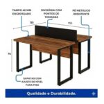 Móveis para Escritório Mesa de Escritório Dupla Industrial 1,50 x 1,35m Tampo 40mm - Sevilha / Preto