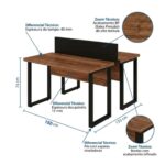 Móveis para Escritório Mesa de Escritório Dupla Industrial 1,50 x 1,35m Tampo 40mm - Sevilha / Preto
