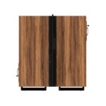 Móveis para Escritório Estação de Trabalho 1,50x1,35m 02 Lugares c/ Gavetas c/ ponto de tomada PÉ QUADRO - Cor Nogal Sevilha - 63099