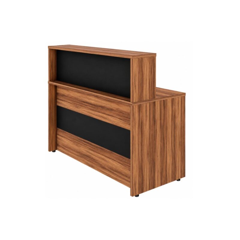 Móveis para Escritório Balcão de Atendimento 1.35x1,13x0,60m - C/ 02 Gavetas - WORKSTART - NOGAL SEVILHA / PRETO - 63082