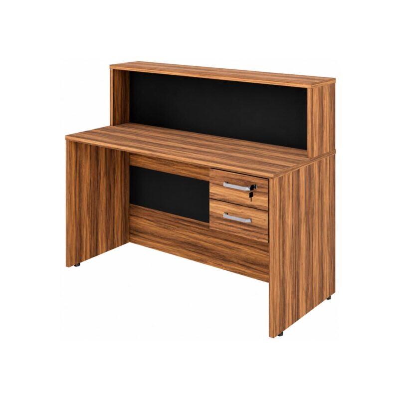 Móveis para Escritório Balcão de Atendimento 1.35x1,13x0,60m - C/ 02 Gavetas - WORKSTART - NOGAL SEVILHA / PRETO - 63082