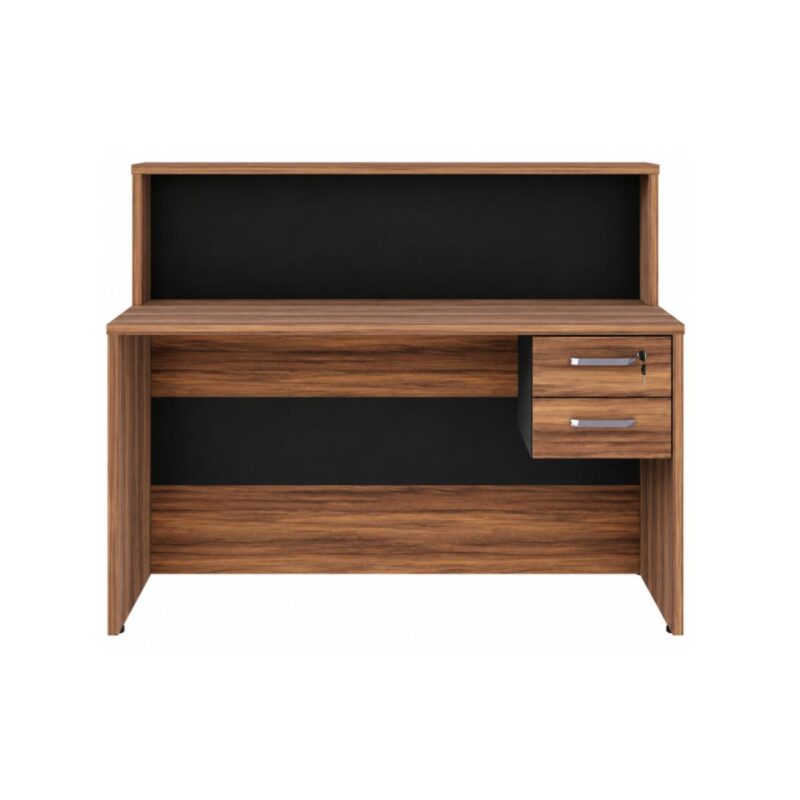 Móveis para Escritório Balcão de Atendimento 1.35x1,13x0,60m - C/ 02 Gavetas - WORKSTART - NOGAL SEVILHA / PRETO - 63082