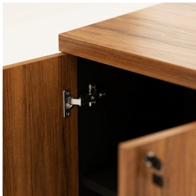 Móveis para Escritório Armário Escritório Baixo 2 Portas com Chave 0,80 x 0,74 x 0,45cm - Nogal Sevilha / Preto - 21411