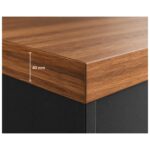 Móveis para Escritório Armário Escritório Baixo 2 Portas com Chave 0,80 x 0,74 x 0,45cm - Nogal Sevilha / Preto - 21411