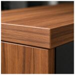 Móveis para Escritório Armário Escritório Baixo 2 Portas com Chave 0,80 x 0,74 x 0,45cm - Nogal Sevilha / Preto - 21411