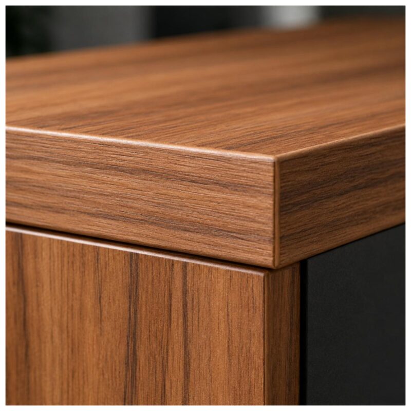 Móveis para Escritório Armário Escritório Baixo 2 Portas com Chave 0,80 x 0,74 x 0,45cm - Nogal Sevilha / Preto - 21411