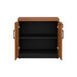 Móveis para Escritório Armário Escritório Baixo 2 Portas com Chave 0,80 x 0,74 x 0,45cm - Nogal Sevilha / Preto - 21411