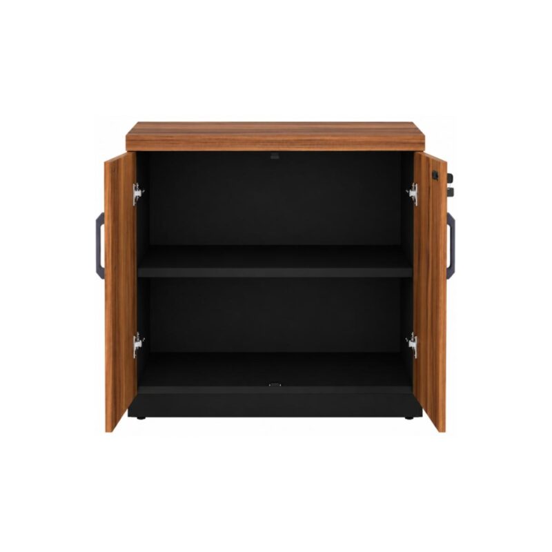 Móveis para Escritório Armário Escritório Baixo 2 Portas com Chave 0,80 x 0,74 x 0,45cm - Nogal Sevilha / Preto - 21411