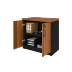 Móveis para Escritório Armário Escritório Baixo 2 Portas com Chave 0,80 x 0,74 x 0,45cm - Nogal Sevilha / Preto - 21411