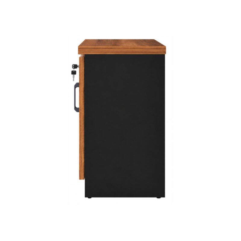 Móveis para Escritório Armário Escritório Baixo 2 Portas com Chave 0,80 x 0,74 x 0,45cm - Nogal Sevilha / Preto - 21411