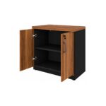 Móveis para Escritório Armário Escritório Baixo 2 Portas com Chave 0,80 x 0,74 x 0,45cm - Nogal Sevilha / Preto - 21411