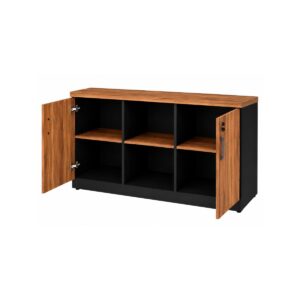 Armário Credenza Escritório 1,20m Madeira com Nicho - Sevilha / Preto - 21412