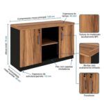 Móveis para Escritório Armário Credenza Escritório 1,20m Madeira com Nicho - Sevilha / Preto - 21412