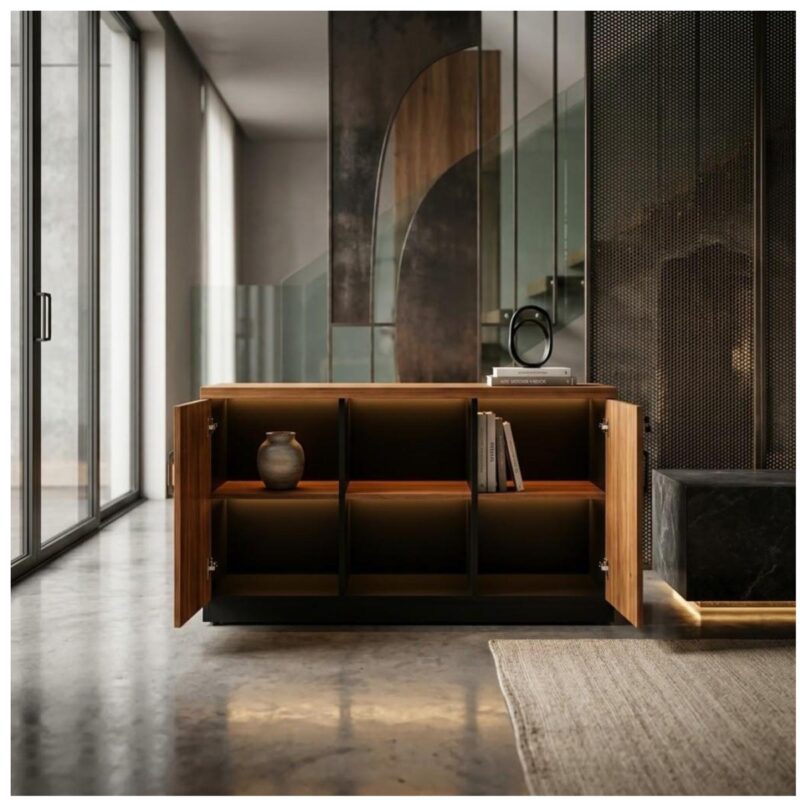 Móveis para Escritório Armário Credenza Escritório 1,20m Madeira com Nicho - Sevilha / Preto - 21412