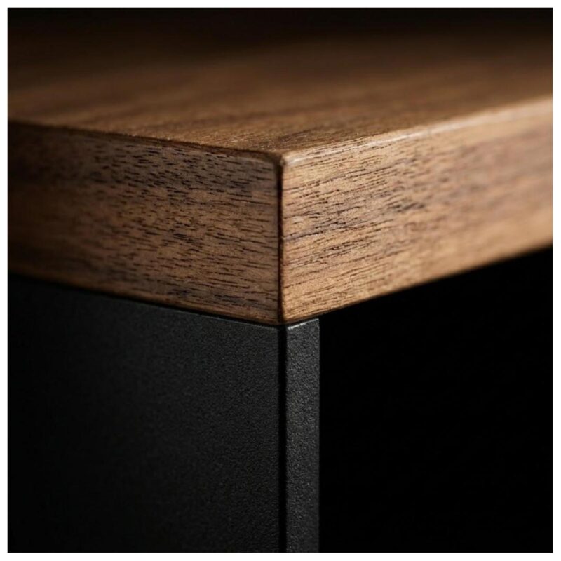 Móveis para Escritório Armário Multiuso com Prateleiras - Preto e Amadeirado - 161x40x45cm Nogal Sevilha / Preto 21432