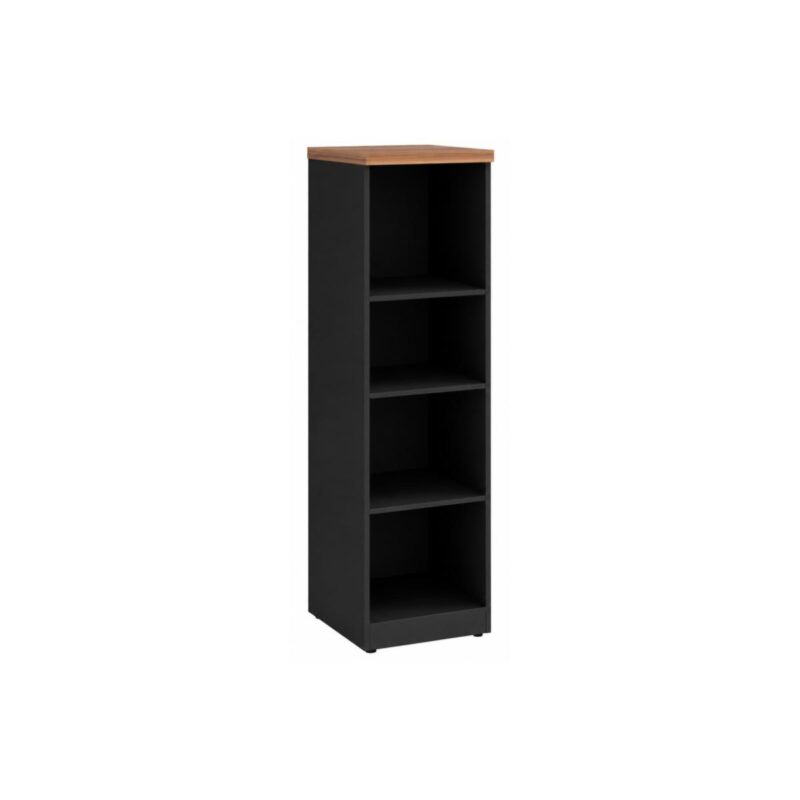 Móveis para Escritório Armário Multiuso com Prateleiras - Preto e Amadeirado - 161x40x45cm Nogal Sevilha / Preto 21432