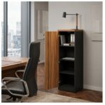 Móveis para Escritório Armário Torre de Escritório com Chave e Tampo 40mm Organização Home Office Nogal Sevilha 21434