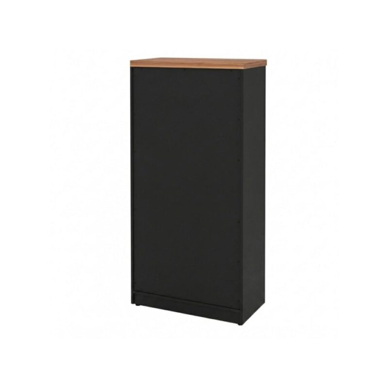 Móveis para Escritório Armário Escritório Com Chave e Nichos Tampo 40mm - 1,61x0,80x0,45m Madeira Nogal Sevilha / Preto 21413