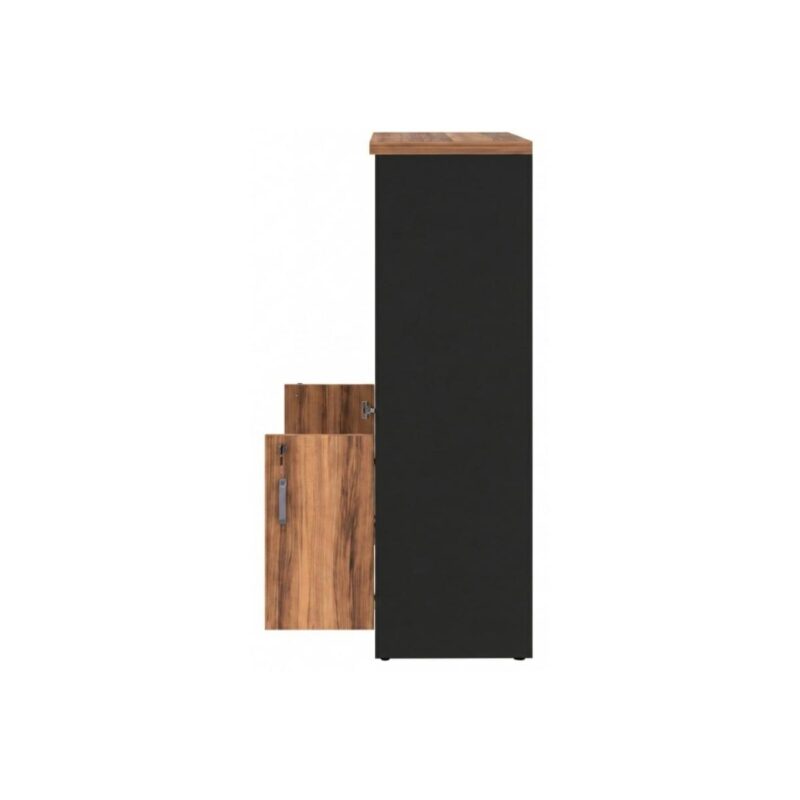 Móveis para Escritório Armário Escritório Com Chave e Nichos Tampo 40mm - 1,61x0,80x0,45m Madeira Nogal Sevilha / Preto 21413