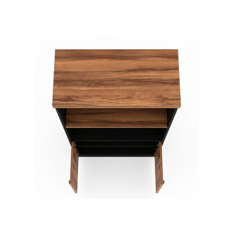Móveis para Escritório Armário Escritório Com Chave e Nichos Tampo 40mm - 1,61x0,80x0,45m Madeira Nogal Sevilha / Preto 21413