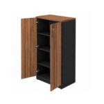 Móveis para Escritório Armário Alto Fechado com 02 Portas - 1,61x0,80x0,45m - WORK START - NOGAL SEVILHA/PRETO - 21414