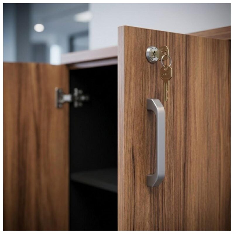 Móveis para Escritório Armário Alto Fechado com 02 Portas - 1,61x0,80x0,45m - WORK START - NOGAL SEVILHA/PRETO - 21414