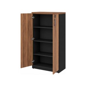 Armário Alto Fechado com 02 Portas - 1,61x0,80x0,45m - WORK START - NOGAL SEVILHA/PRETO - 21414