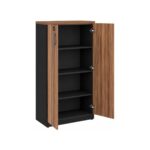 Móveis para Escritório Armário Alto Fechado com 02 Portas - 1,61x0,80x0,45m - WORK START - NOGAL SEVILHA/PRETO - 21414
